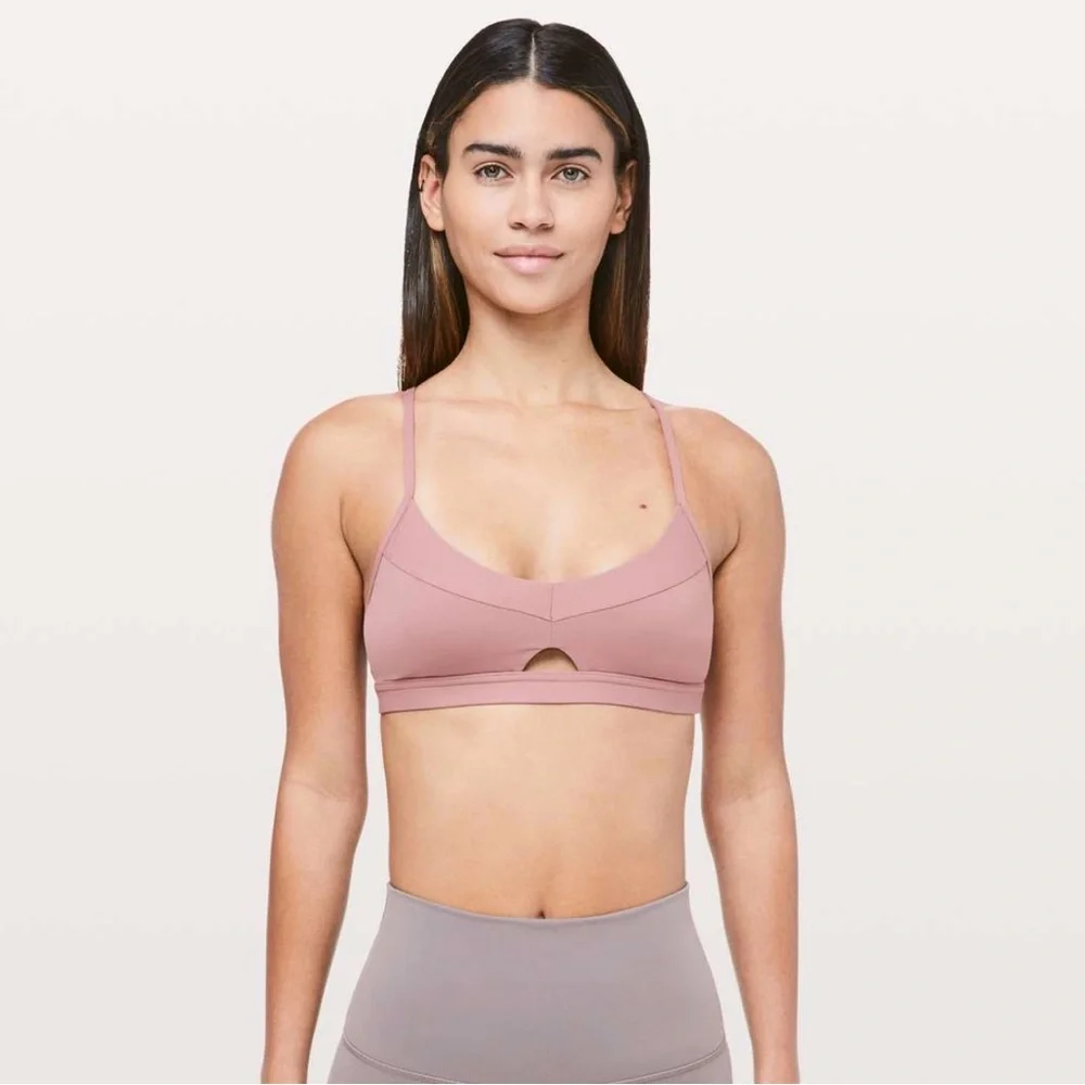 Lululemon Deeper Breath Bra Spanish Rose Size 4 Pink Low Impact Yoga EUC